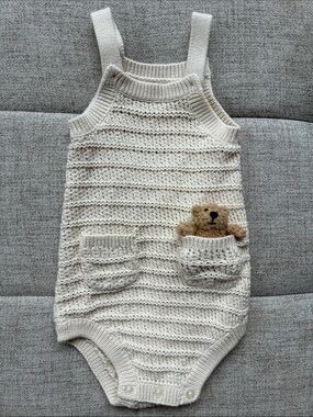 Baby GAP Cream Knit Romper with tag along Teddy